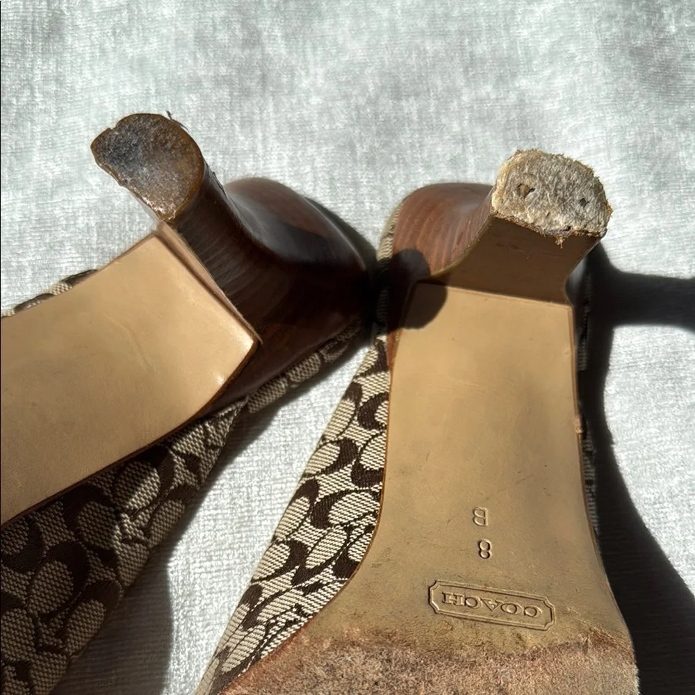 Coach Brown Signature Mules with Rounded Toe (8)